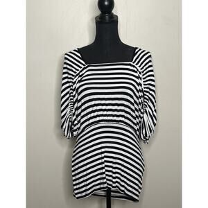 Cable & Gauge Women's Black & White Striped Top Size Large